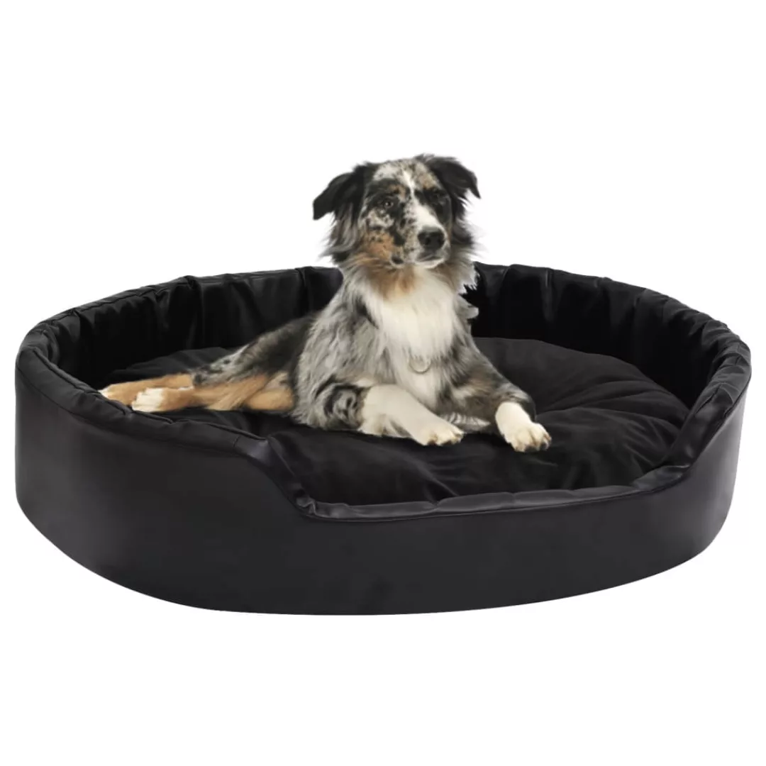 Hundebett Schwarz 90x79x20 Cm Plüsch Und Kunstleder günstig online kaufen