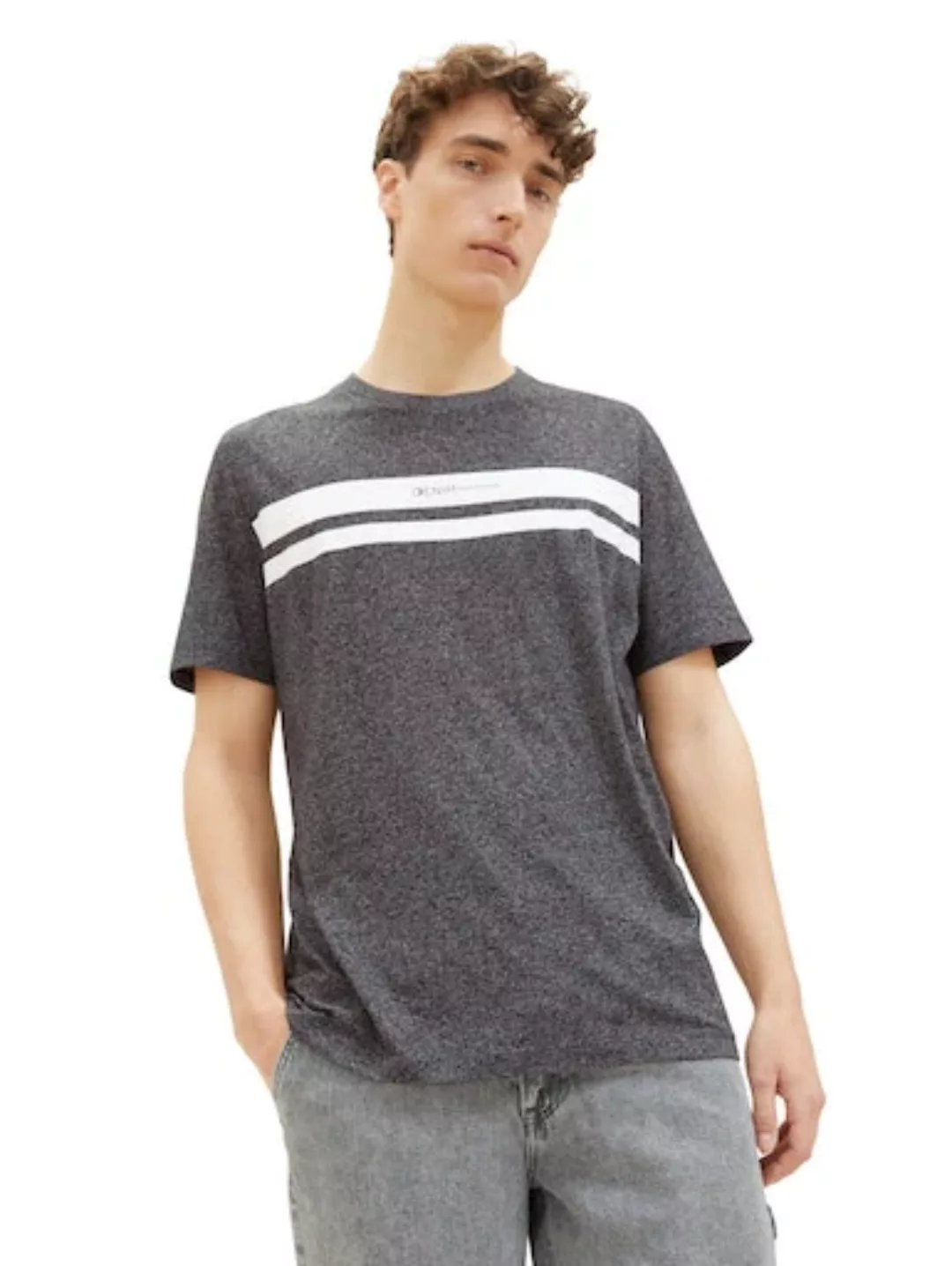 Tom Tailor Denim Herren T-Shirt DOUBLE STRIPE - Regular Fit günstig online kaufen