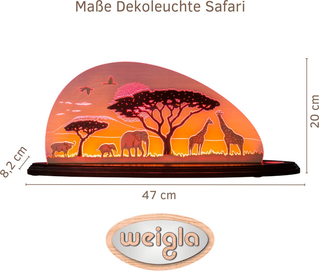 Weigla LED Dekolicht »Safari, Holz & Acrylglas, ROT-NATUR-BRAUN«, Leuchtmit günstig online kaufen