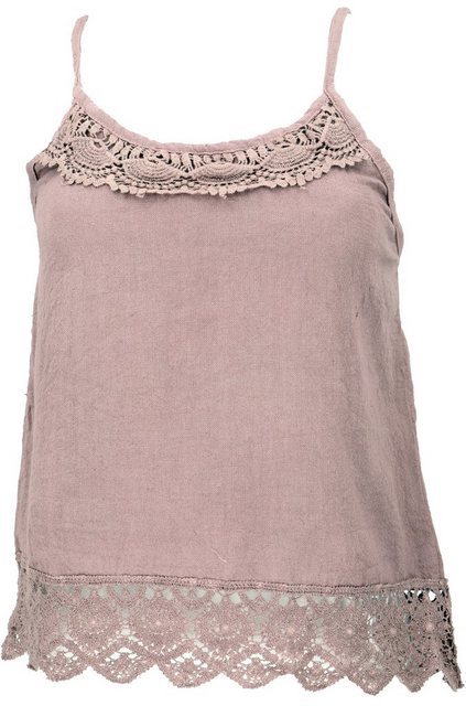 Guru-Shop T-Shirt Natürliches Boho Baumwoll-Top mit Spitze -.. Ethno Style, günstig online kaufen