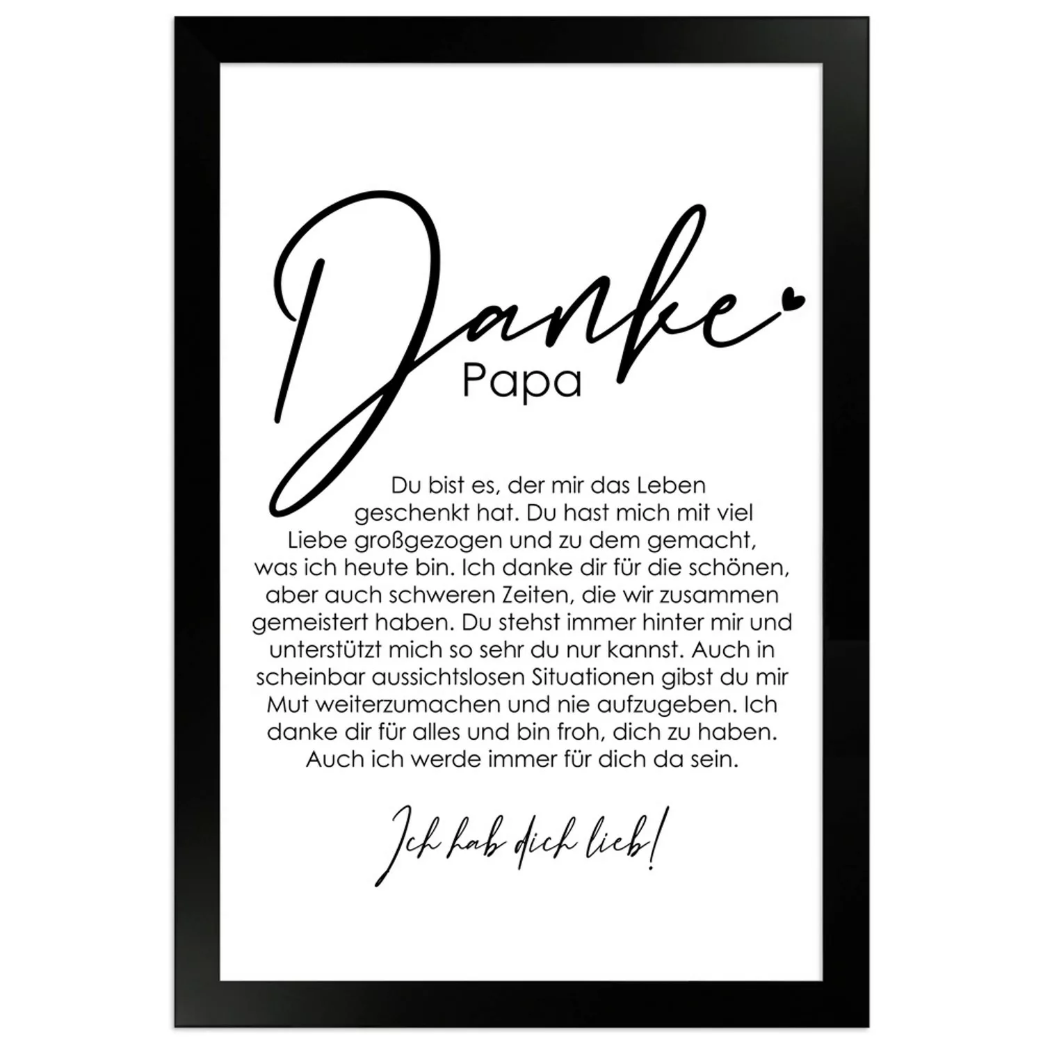 WANDStyle Gerahmtes Poster Danke Papa 20 x 30 cm Geschenkidee für Eine Pers günstig online kaufen