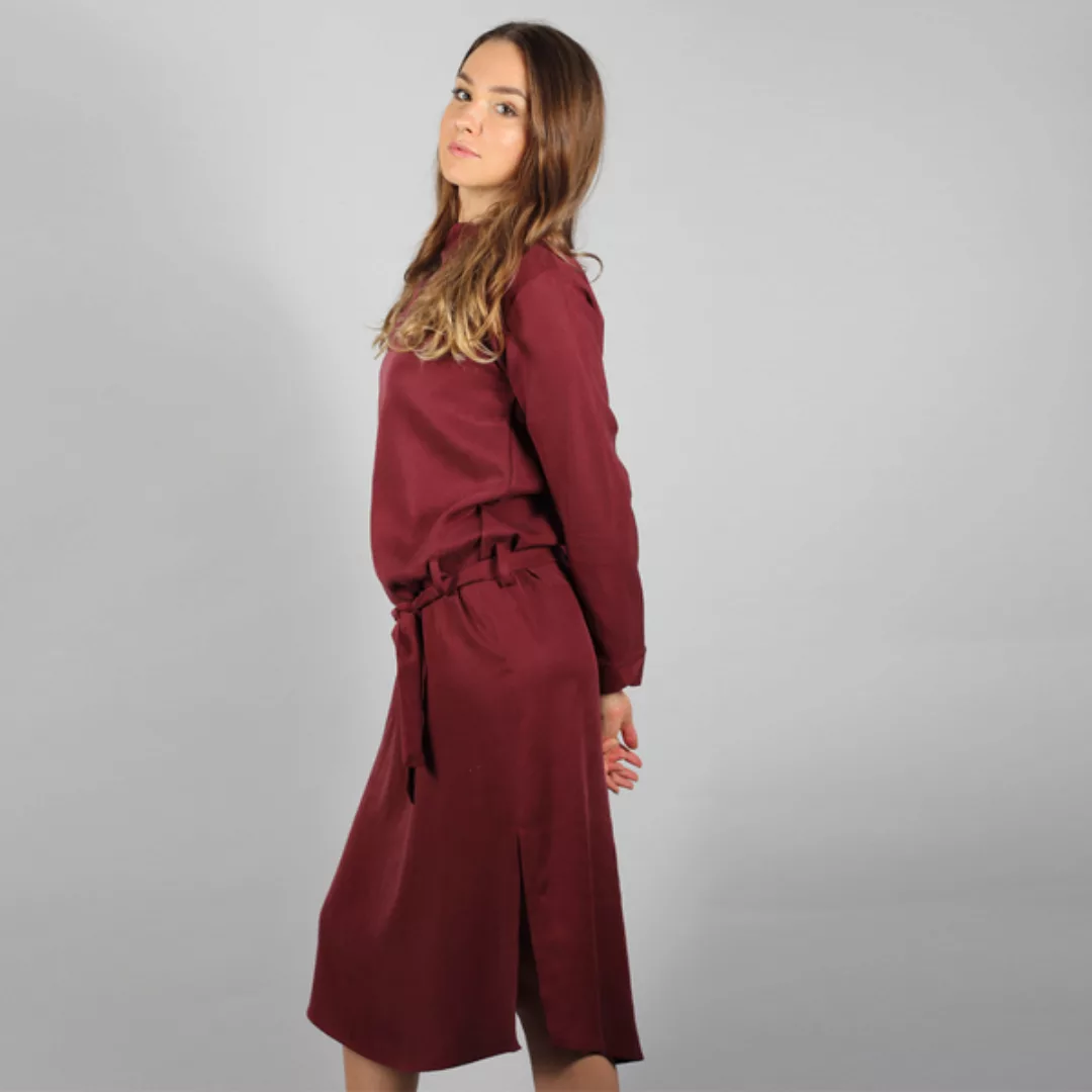 Langärmeliges Tencel Kleid Nyla In Schwarz, Gelb Oder Bordeaux günstig online kaufen