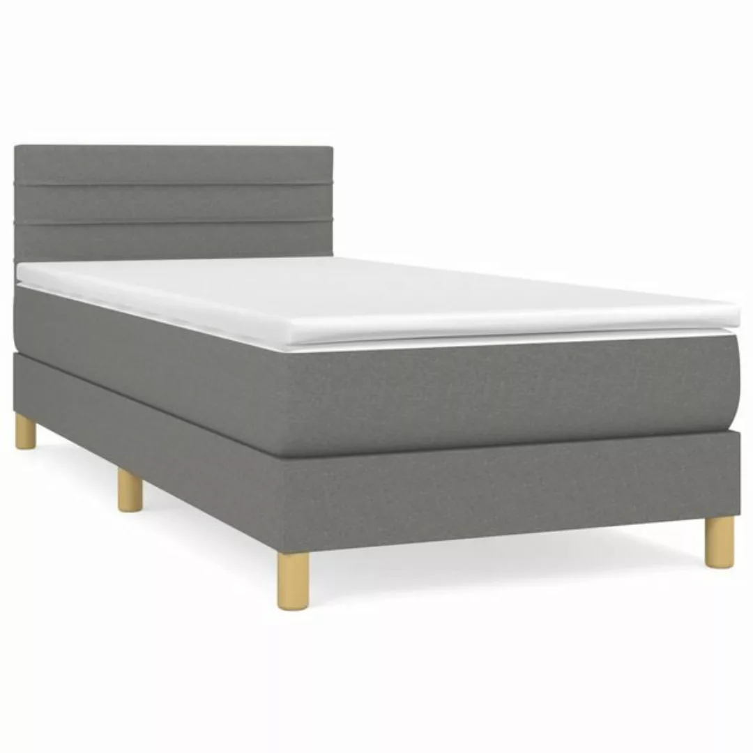 vidaXL Boxspringbett Boxspringbett mit Matratze Dunkelgrau 90x200 cm Stoff günstig online kaufen