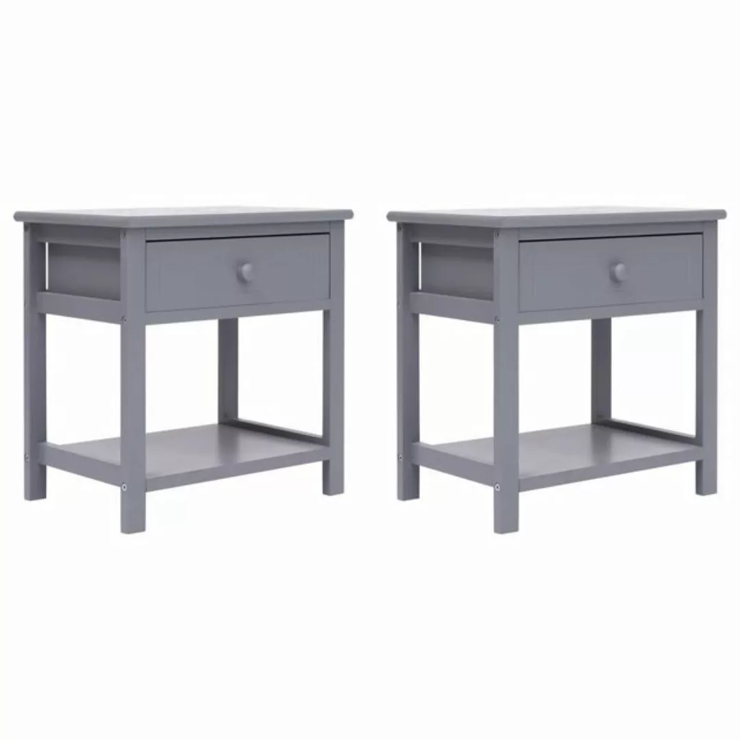 furnicato Beistellschrank Nachttische 2 Stk. Grau 40x29x42 cm Paulownia Hol günstig online kaufen