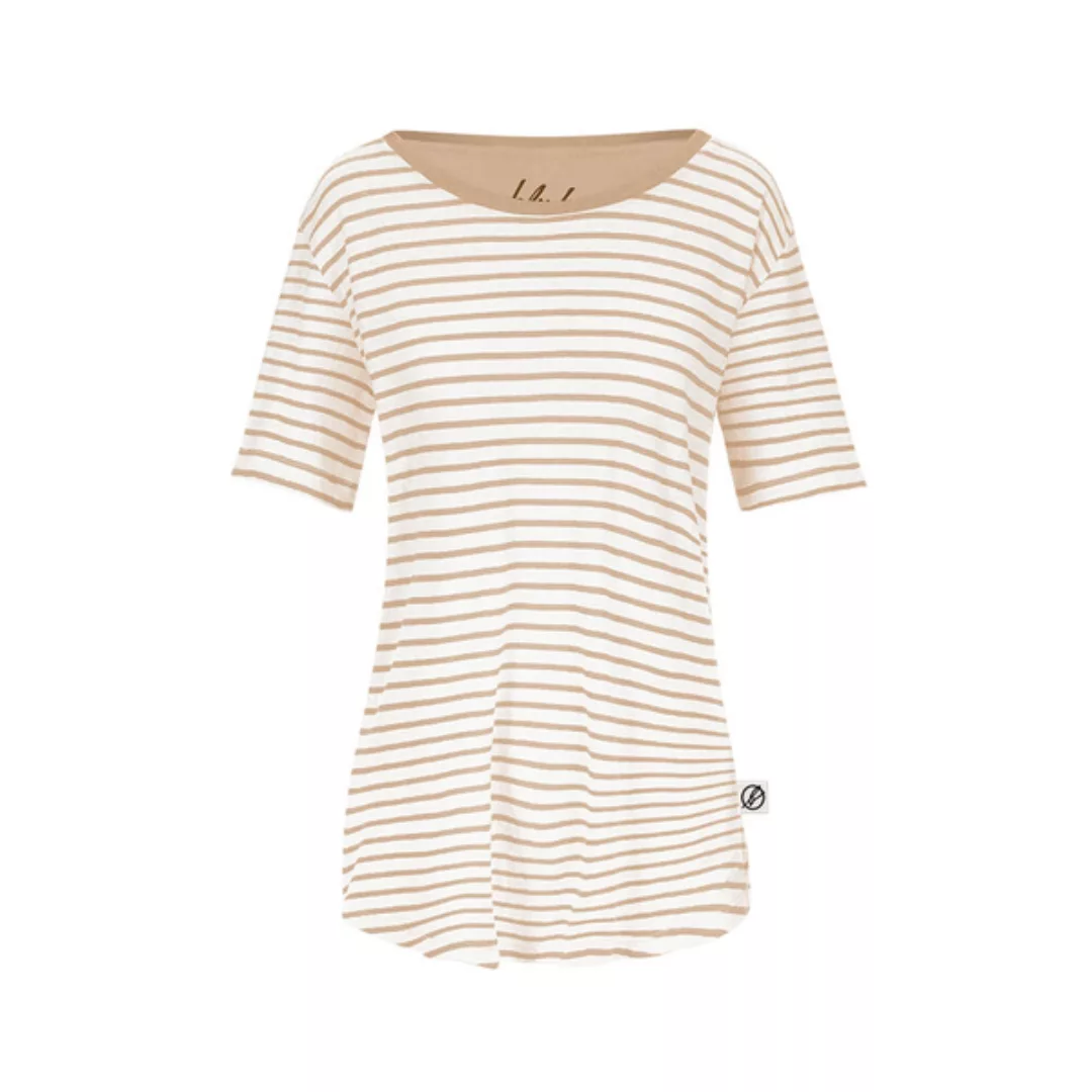 Striped Leinen T-shirt Damen Sand günstig online kaufen
