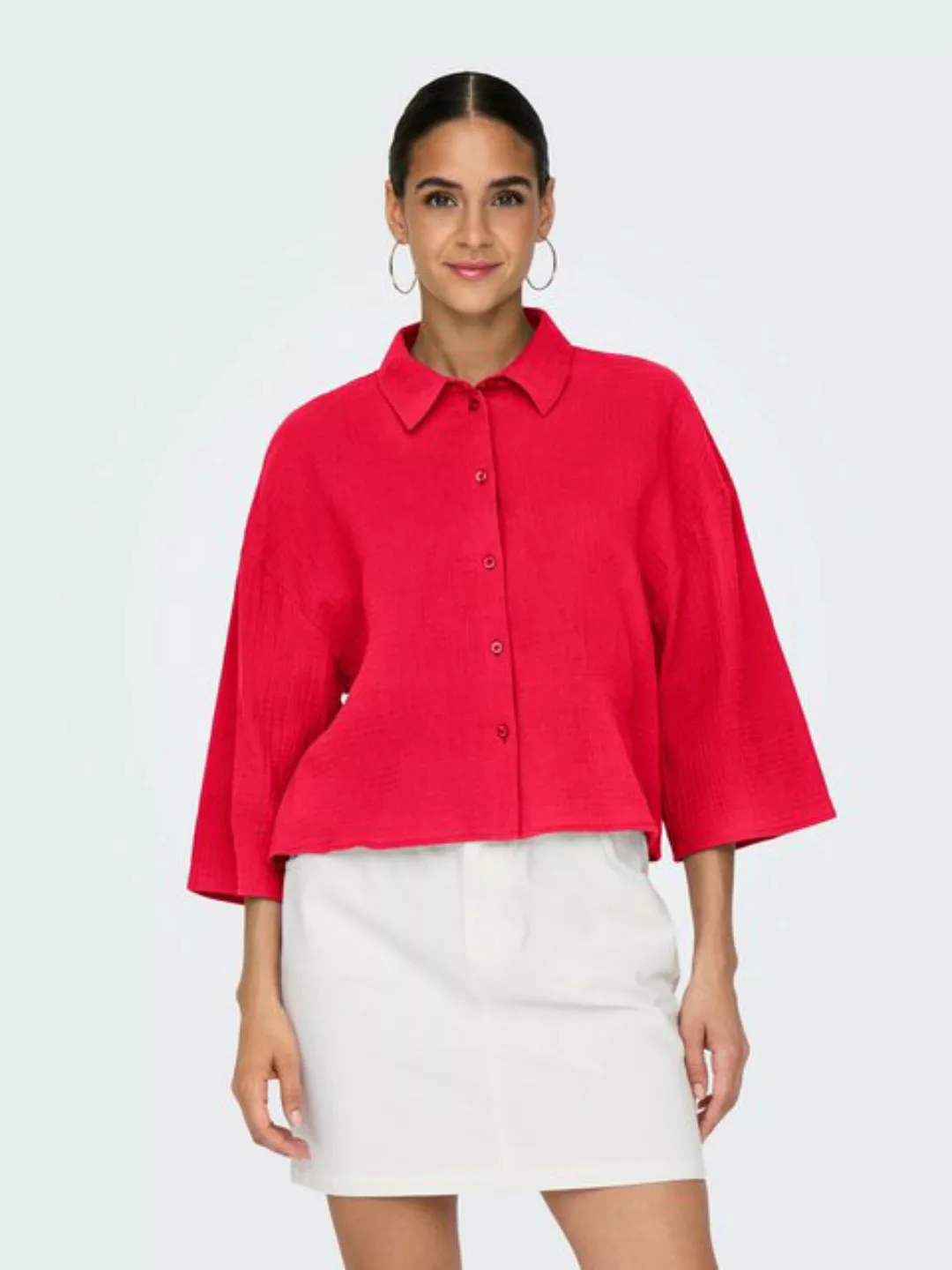 JACQUELINE de YONG Blusenshirt Legere Crepe Bluse Weite Ärmel 3/4 Hemdkrage günstig online kaufen