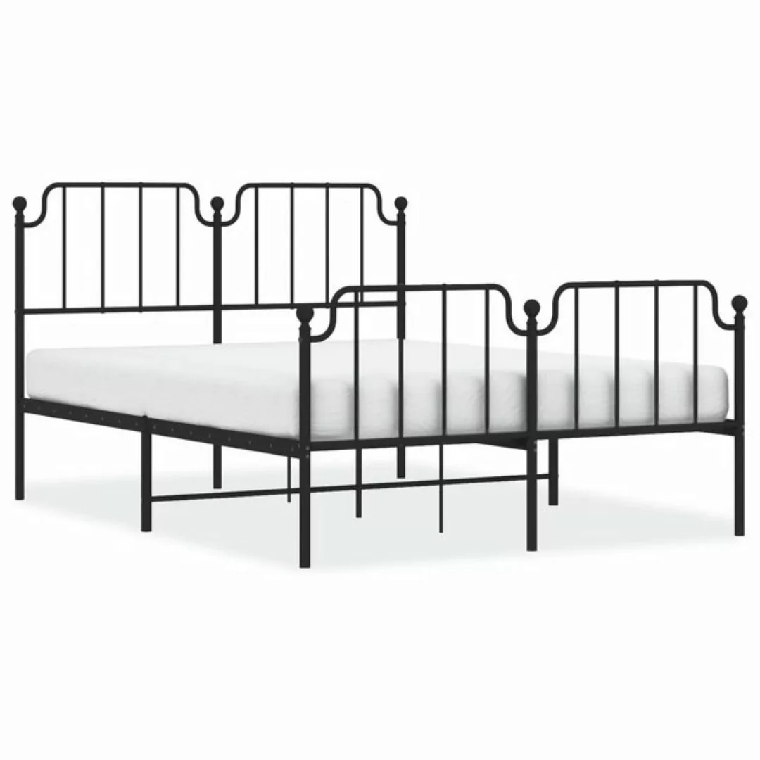 furnicato Bettgestell mit Kopf- und Fußteil Metall Schwarz 135x190 cm (1-tl günstig online kaufen