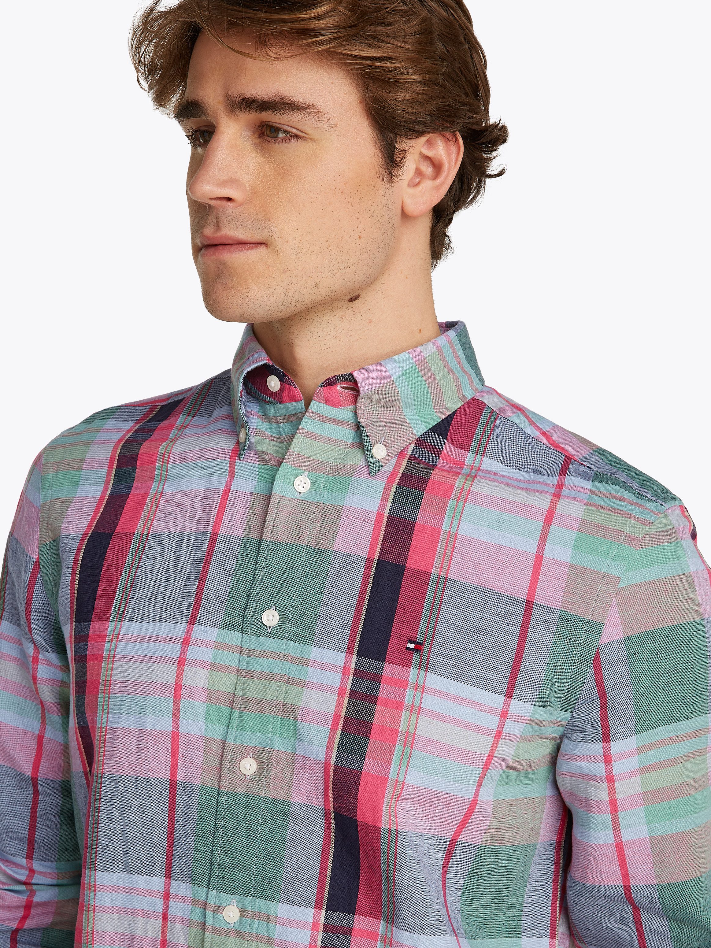Tommy Hilfiger Langarmhemd LINEN BLEND MADRAS günstig online kaufen