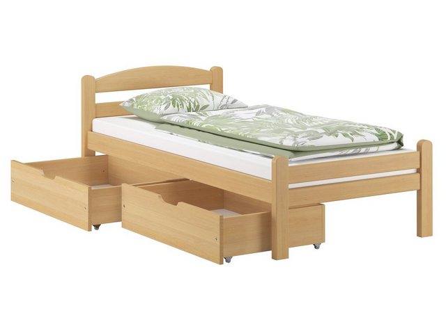 ERST-HOLZ Bett Einzelbett Gästebett massiv Buche Natur 90x200, Buchenholzfa günstig online kaufen