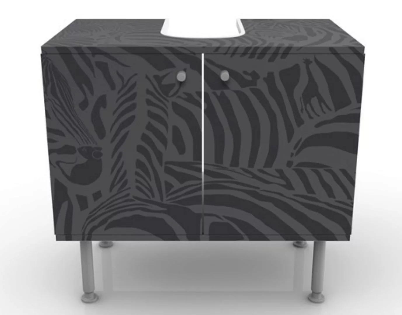 Waschbeckenunterschrank Kunstdruck Zebrasstreifen Schwarz günstig online kaufen