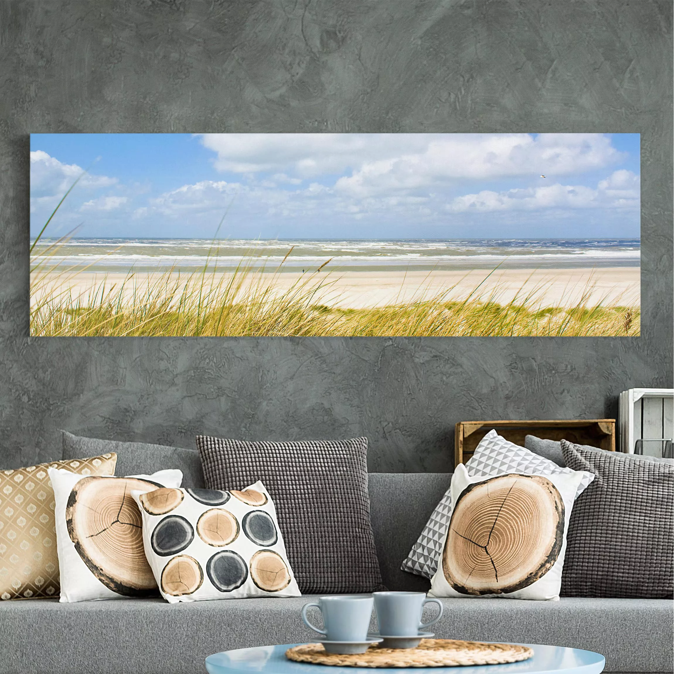Leinwandbild Strand - Panorama An der Nordseeküste günstig online kaufen