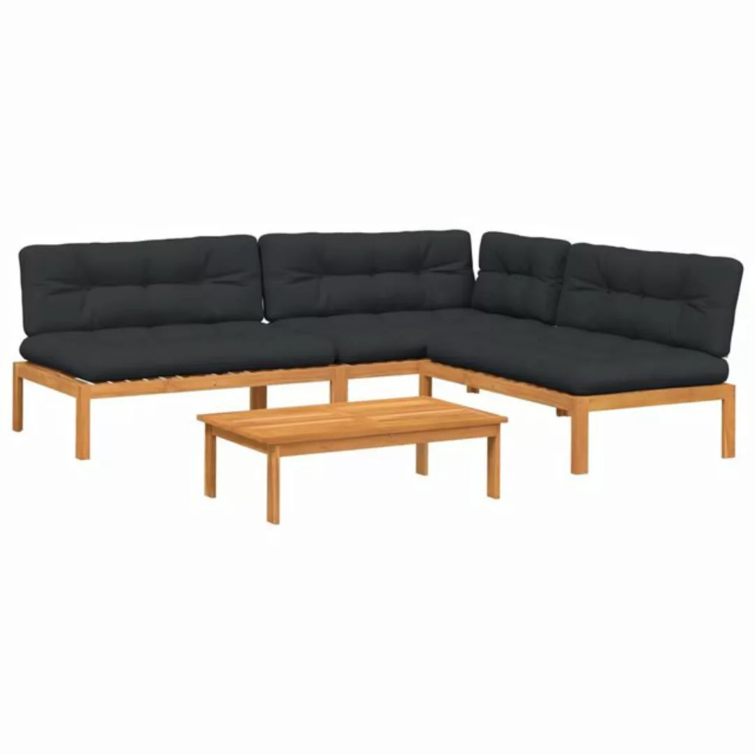 vidaXL Loungesofa 4-tlg. Garten-Sofagarnitur aus Paletten mit Kissen nholz, günstig online kaufen