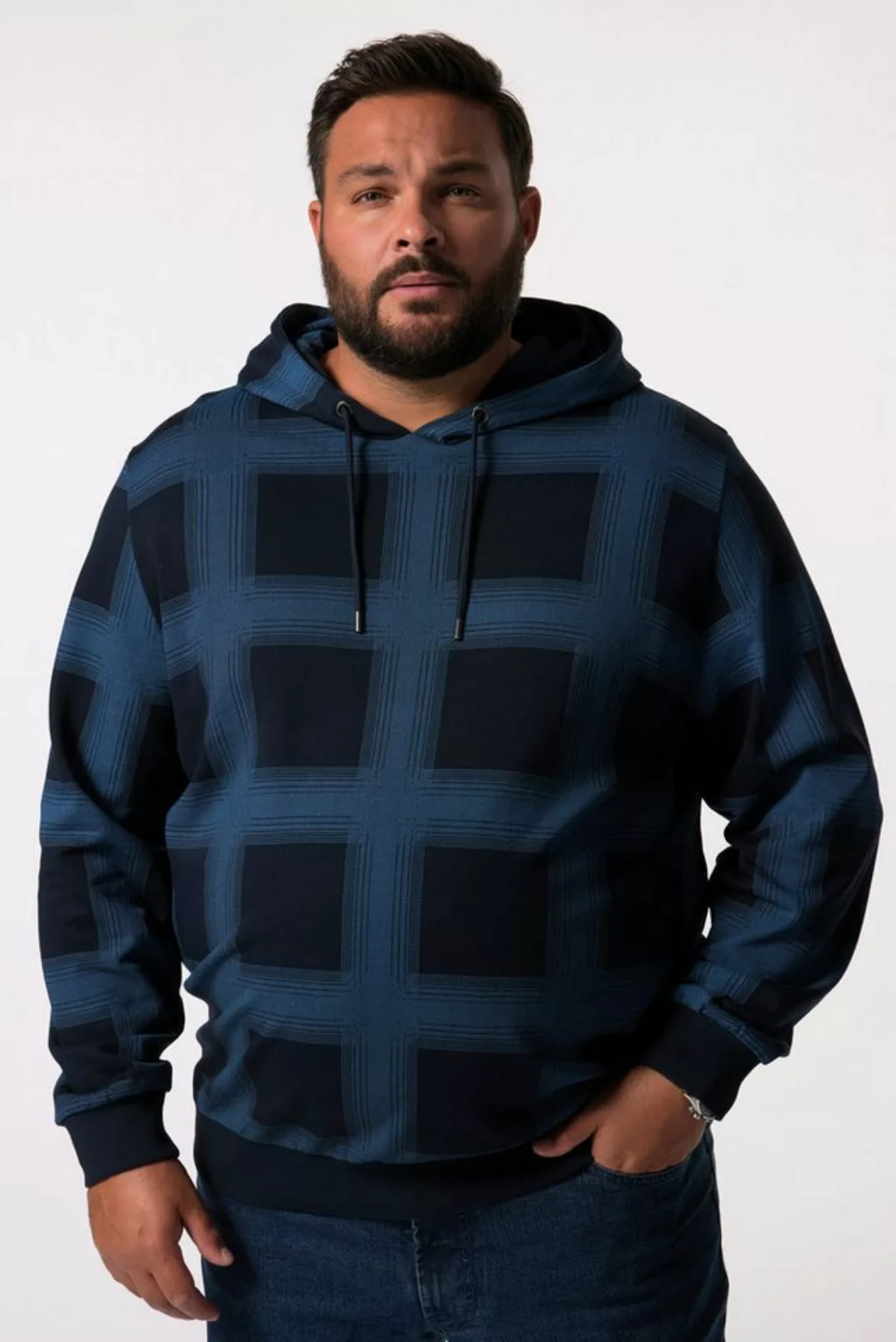 Men Plus Sweatshirt Men+ Hoodie Alloverprint Kapuze bis 8 XL günstig online kaufen