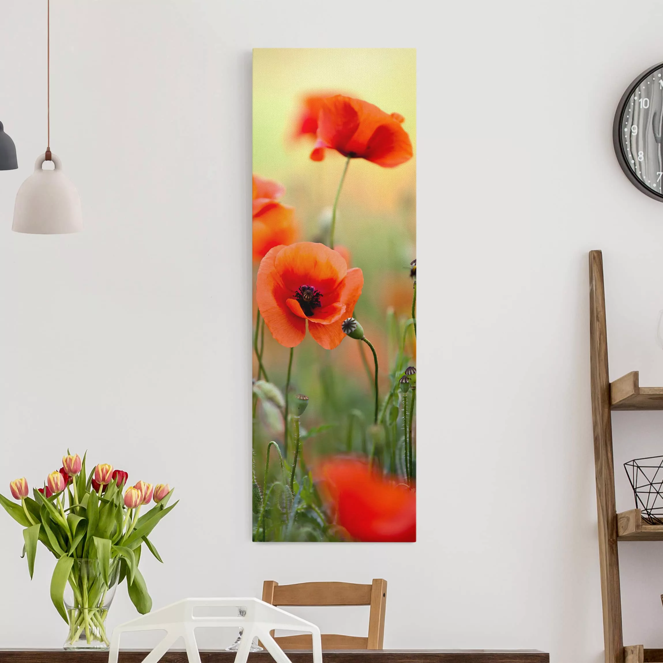 Leinwandbild Blumen - Hochformat Roter Sommermohn günstig online kaufen