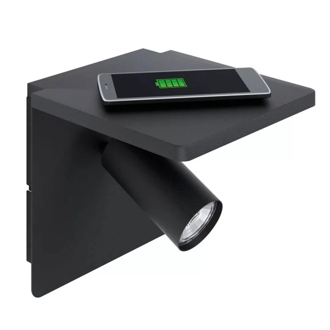 LED-Wandspot Ciglie, schwarz, mit Ladefunktion QI günstig online kaufen