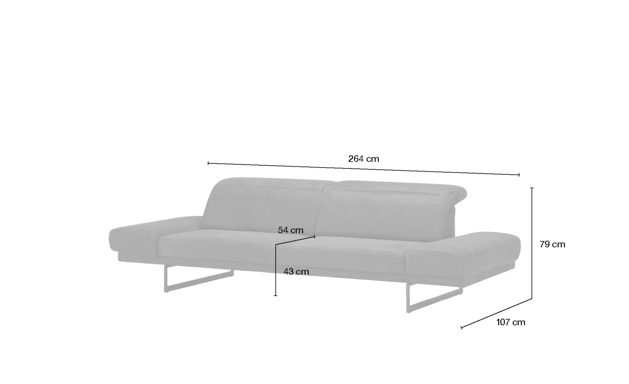 JOOP! Ledersofa  Systems 8154 ¦ grau ¦ Maße (cm): B: 264 H: 79 T: 107.0 Pol günstig online kaufen