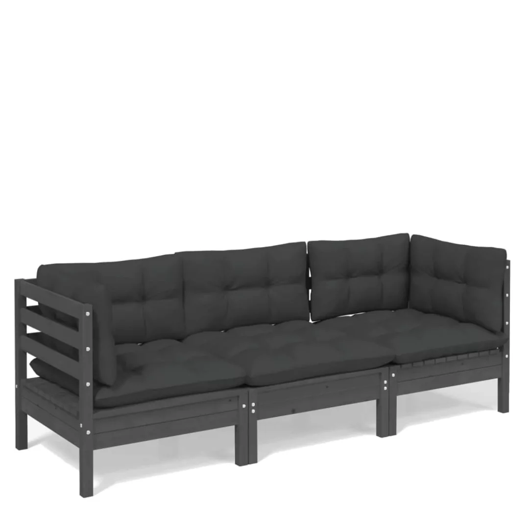 3-sitzer-gartensofa Mit Anthrazit Kissen Massivholz Kiefer günstig online kaufen