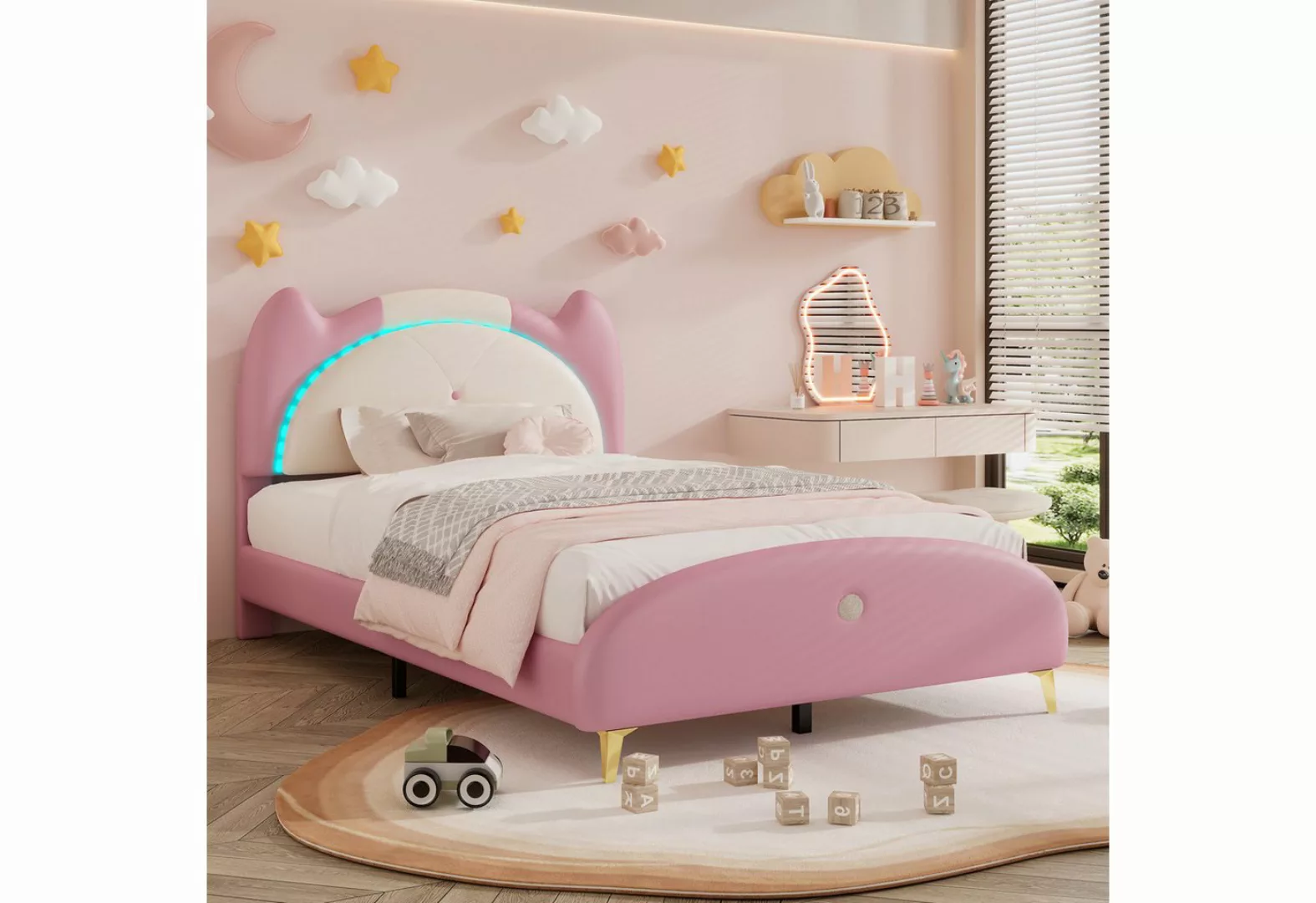 MODFU Kinderbett Funktionsbett Polsterbett Gästebett (mit Holzlatten, Mit M günstig online kaufen