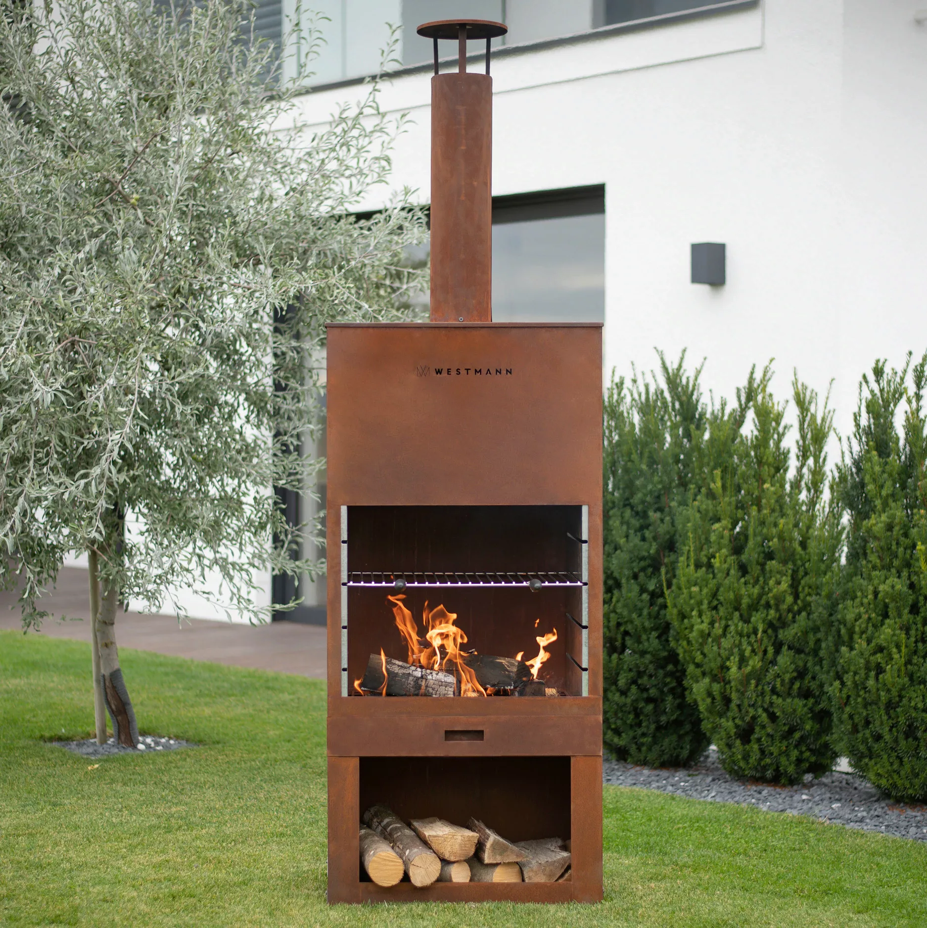 Westmann Grill-und Gartenkamin rost Metall B/H/L: ca. 41x229x70 cm günstig online kaufen