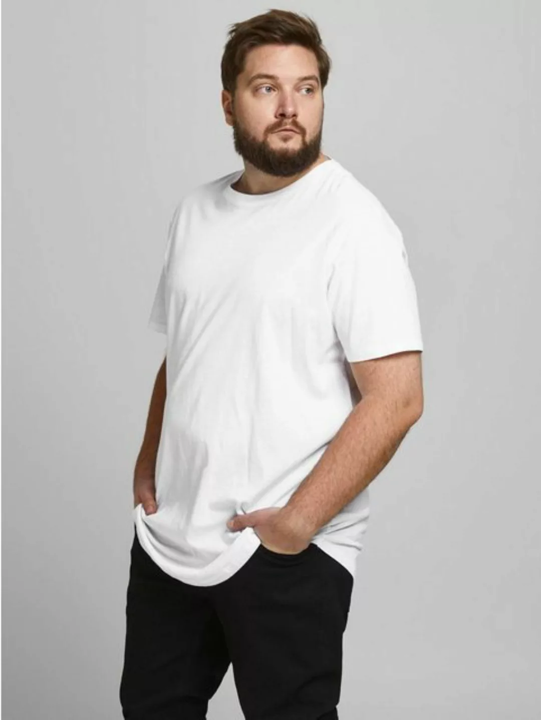 Jack & Jones Herren Rundhals T-Shirt JJENOA - Regular Fit Plussize günstig online kaufen