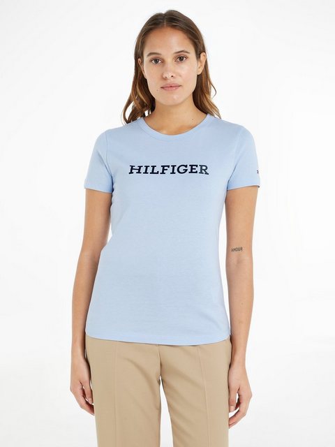 Tommy Hilfiger Rundhalsshirt SLIM MONOTYPE PRINT C-NK SS mit Hilfiger Logo- günstig online kaufen