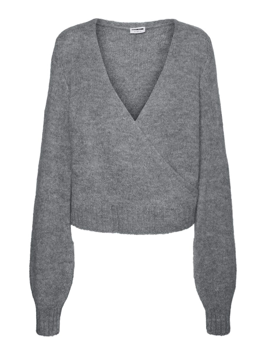 NOISY MAY Ballonärmel Pullover Damen Grau günstig online kaufen