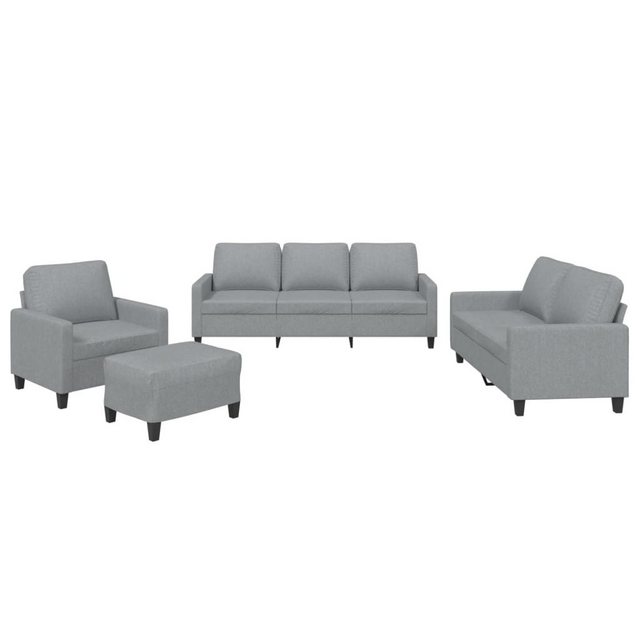 vidaXL Sofa 4-tlg. Sofagarnitur mit Kissen Hellgrau Stoff günstig online kaufen