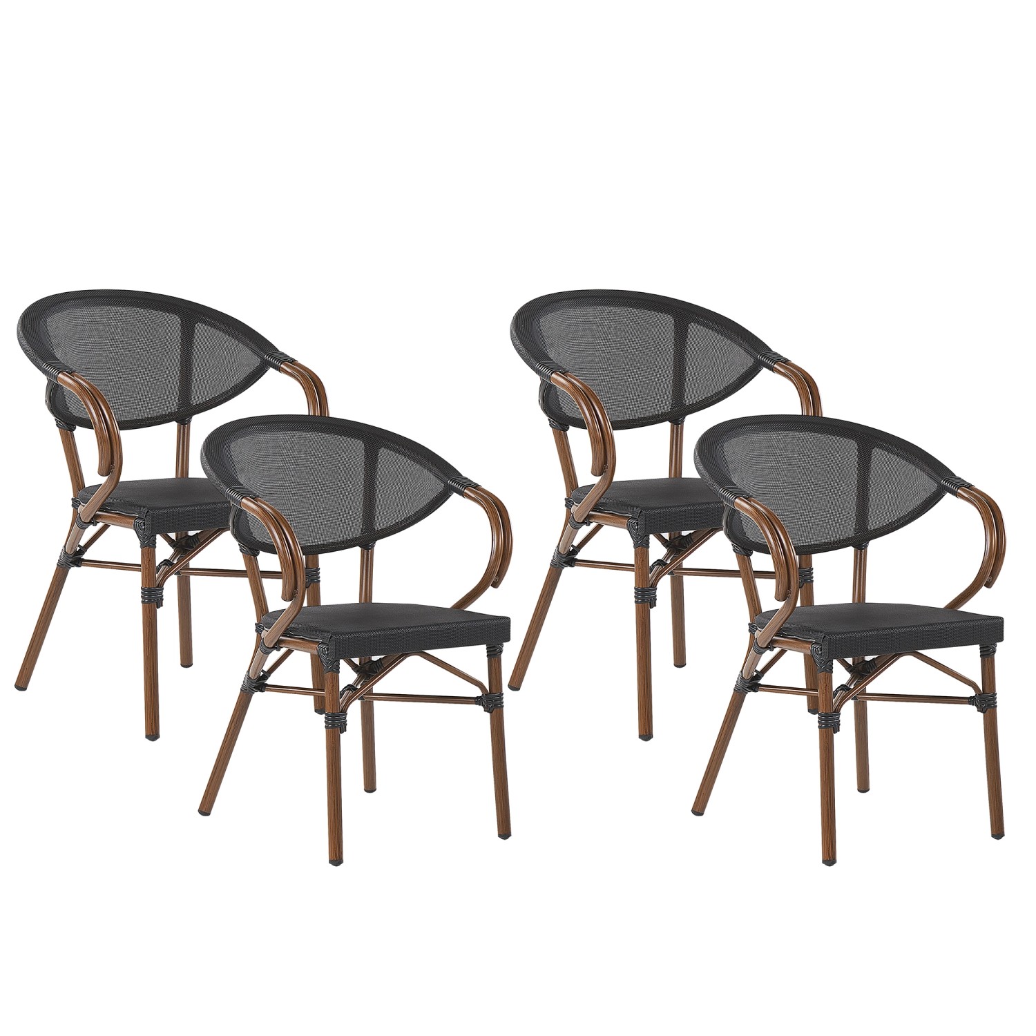 Beliani Gartenstuhl Schwarz Dunkler Holzfarbton 55x57x83 günstig online kaufen