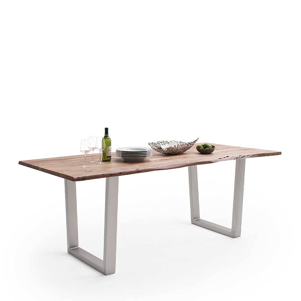 Esstisch Holztisch aus Metall und Akazie Massivholz günstig online kaufen