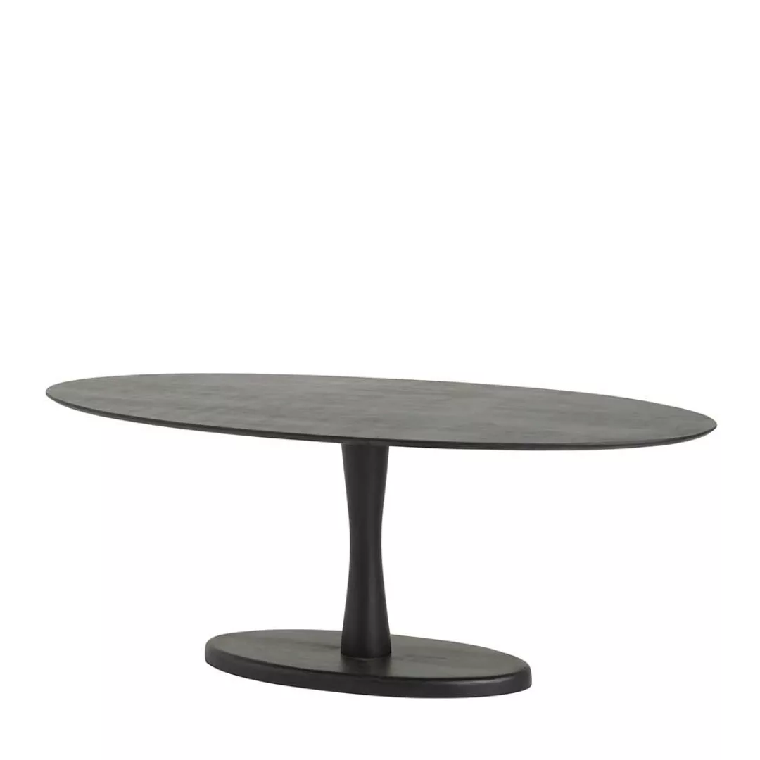 Küchentisch Massivholz schwarz im Retrostil ovaler Tischplatte günstig online kaufen