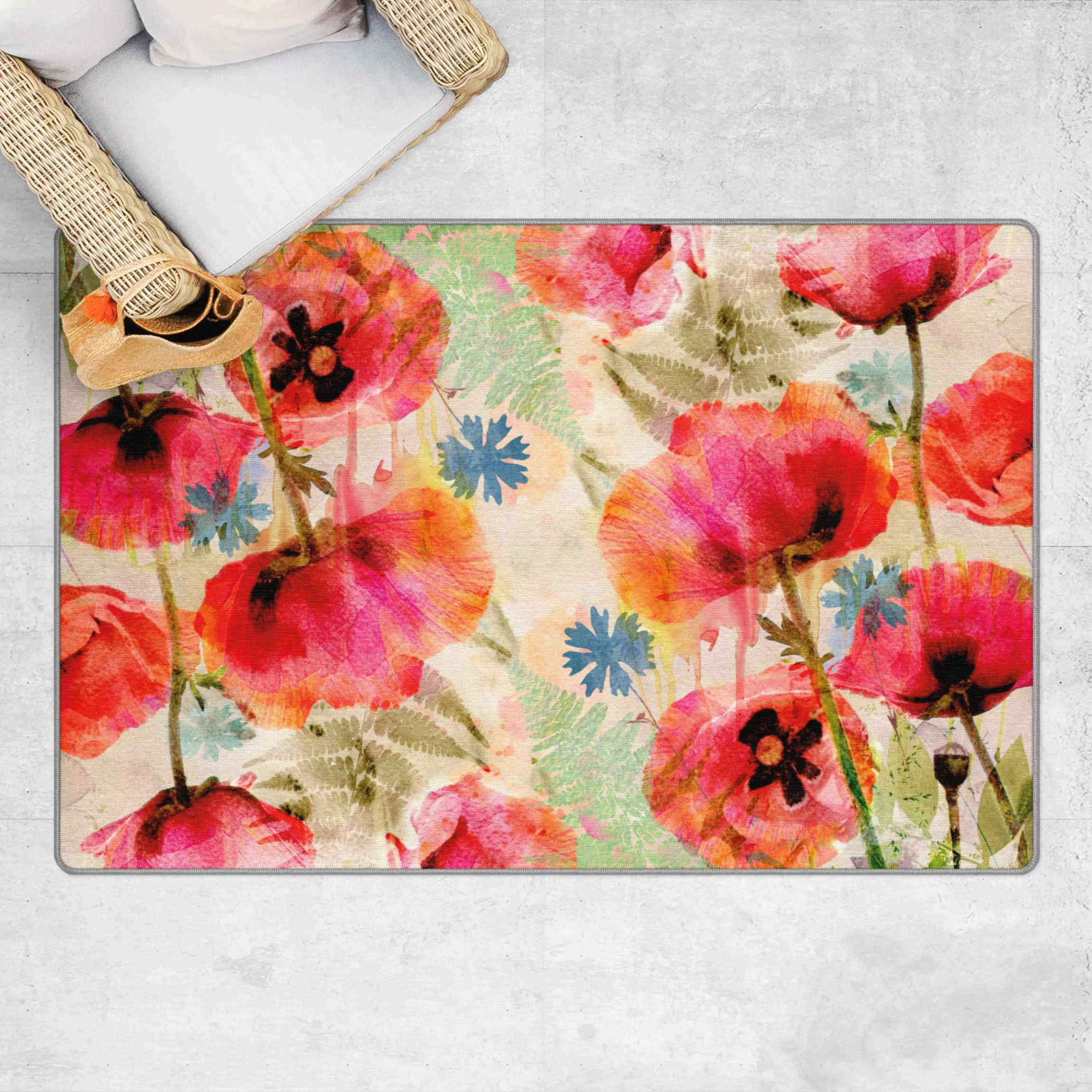 Teppich Watercolor Poppies günstig online kaufen