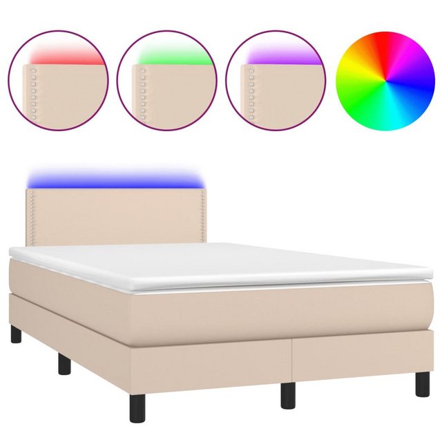 vidaXL Boxspringbett, Boxspringbett mit Matratze & LED Cappuccino-Braun 120 günstig online kaufen