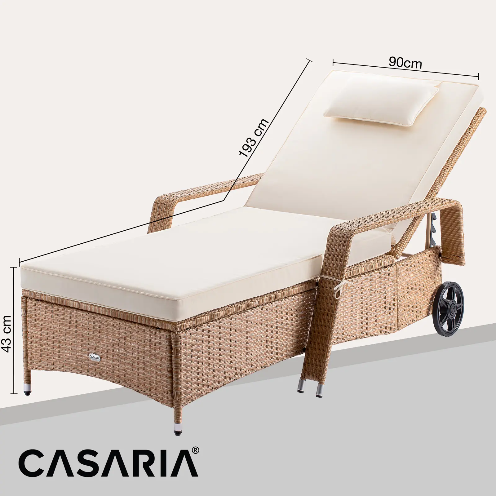 Polyrattan Sonnenliege Creme/Creme 193x90x43cm günstig online kaufen