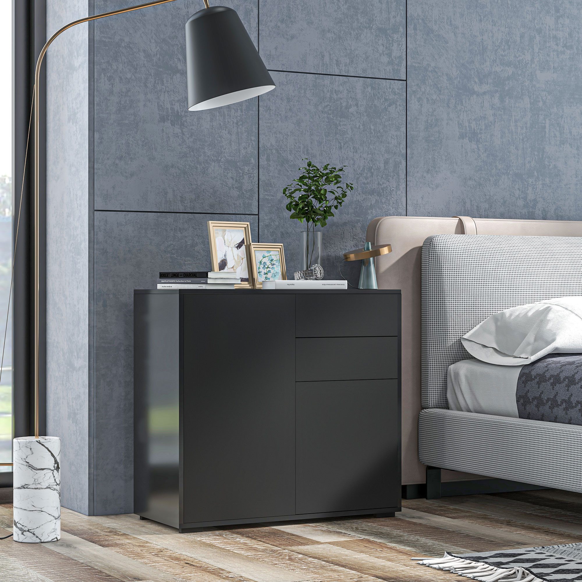 HOMCOM Highboard Sideboard Aufbewahrungsschrank mit 2 günstig online kaufen
