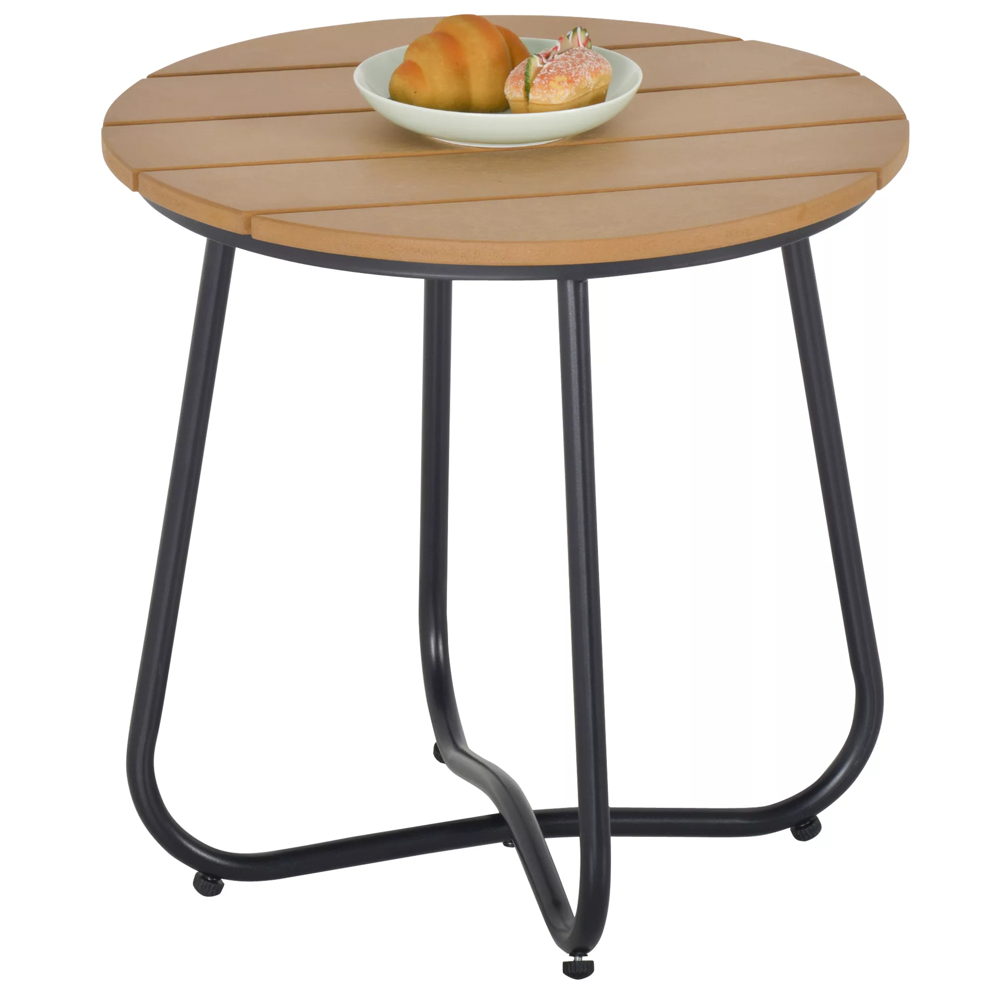 Outsunny Gartentisch rund verstellbare Füße Stahlboden Braun Ø49x48H cm   A günstig online kaufen