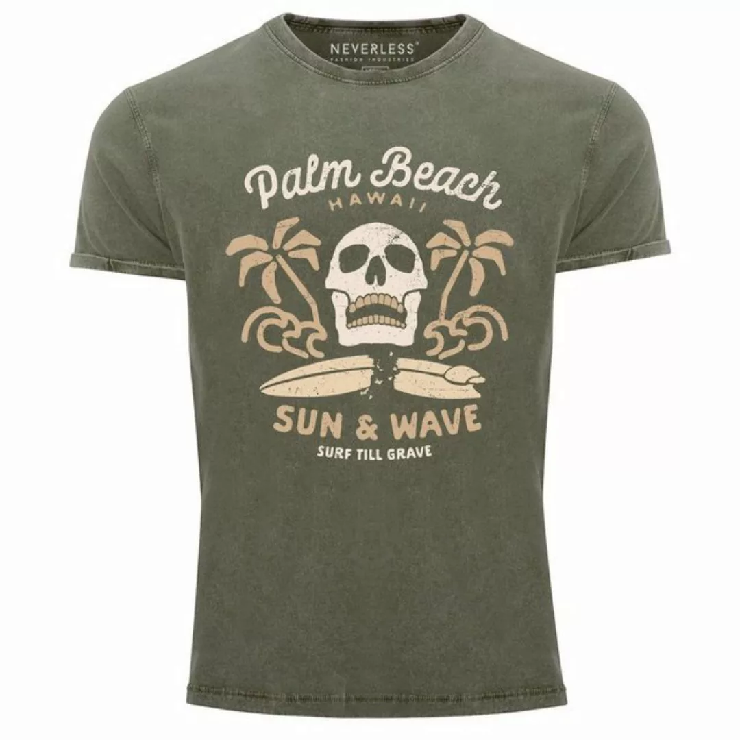 Neverless Print-Shirt Neverless® Herren T-Shirt Surf-Motiv Totenkopf Palm B günstig online kaufen