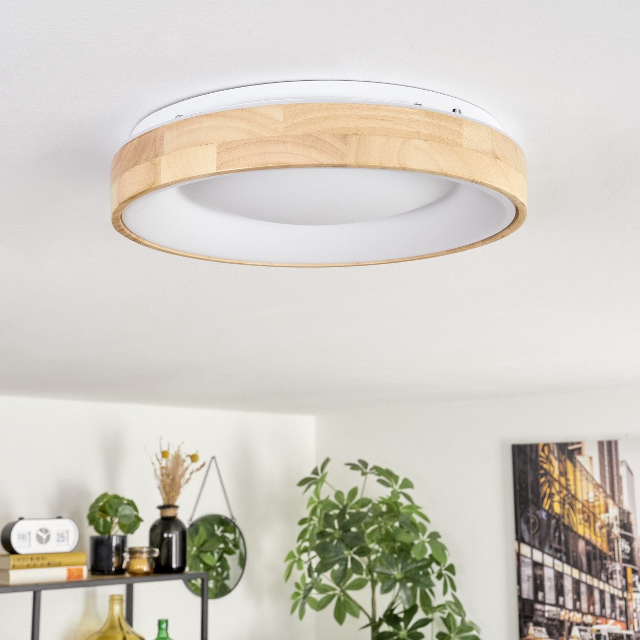 hofstein Deckenleuchte Deckenlampe aus Holz/Metall/Kunststoff in günstig online kaufen