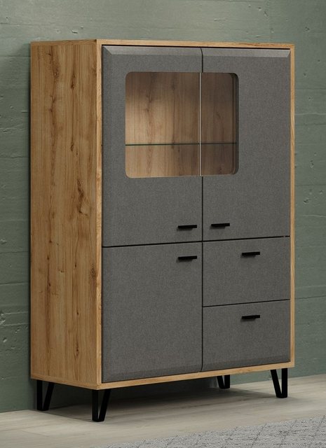 trendteam Hochschrank Blanshe Highboard Kommode Anrichte Wohnzimmer Grau/Br günstig online kaufen