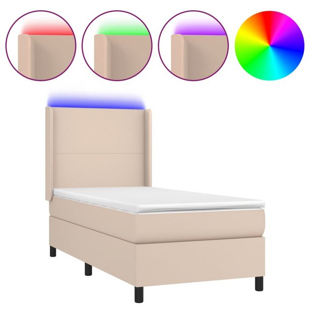 vidaXL Boxspringbett, Boxspringbett mit Matratze & LED Cappuccino-Braun 100 günstig online kaufen