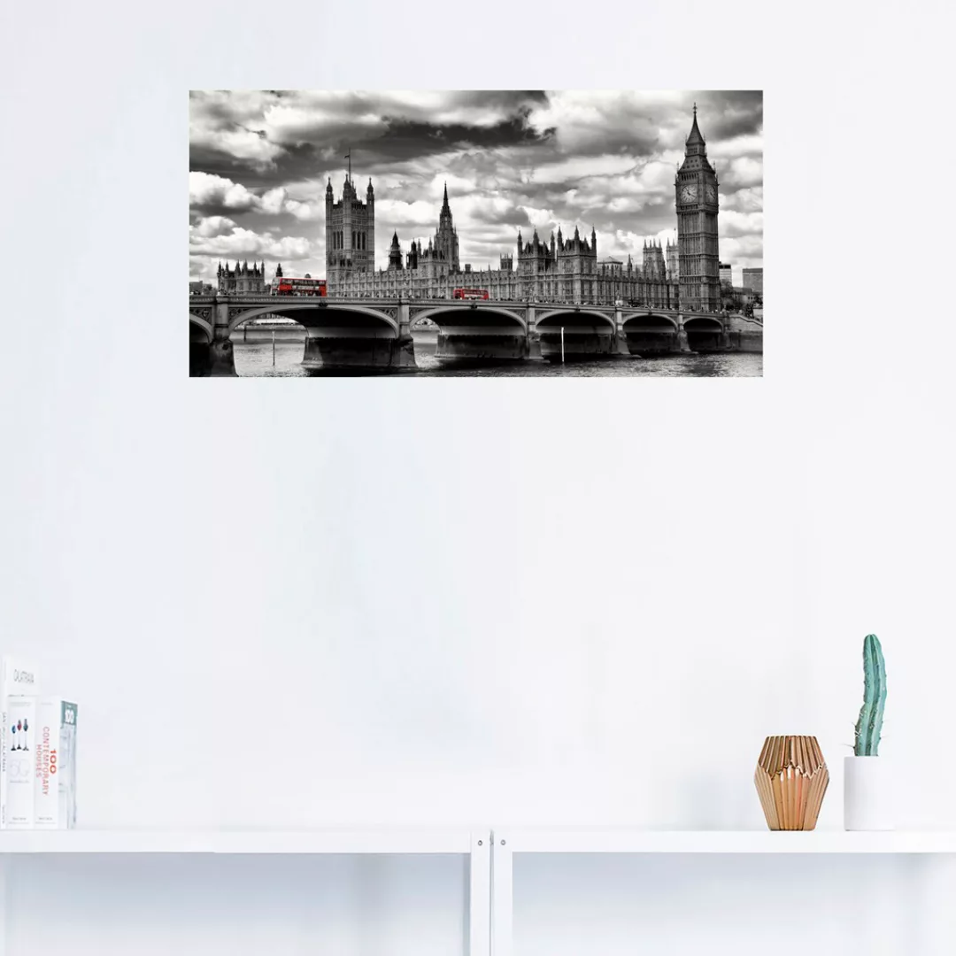 Artland Wandbild "London Westminster Bridge & Red Buses", Großbritannien, ( günstig online kaufen