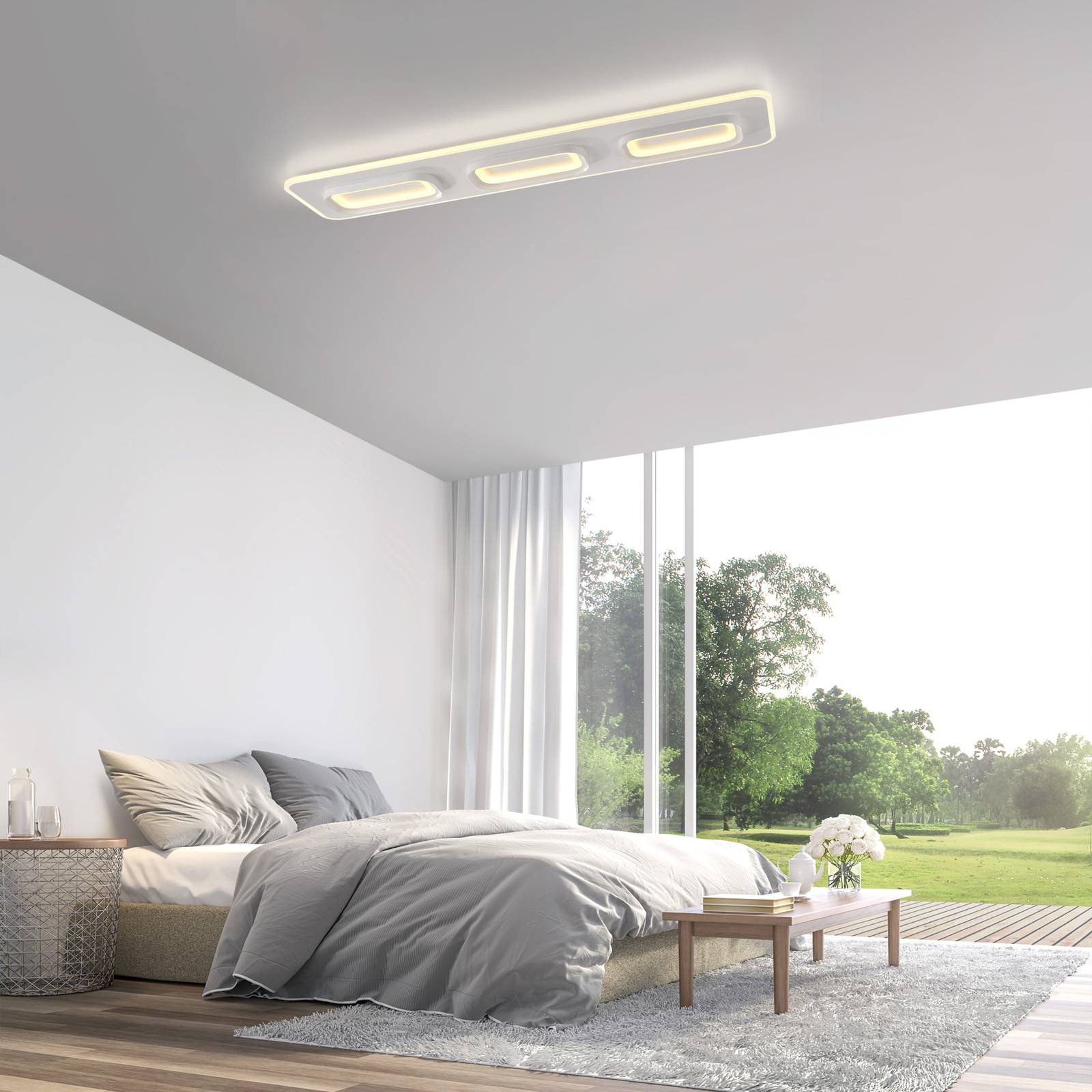 Paul Neuhaus Smart-LED-Deckenlampe Q-Kalina weiß 115 x 30 cm günstig online kaufen