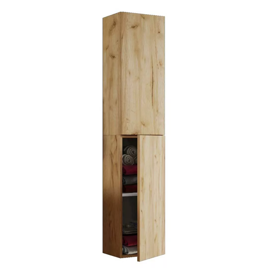 Badmidischrank hängend Holzoptik mit Drehtüren modernem Design günstig online kaufen