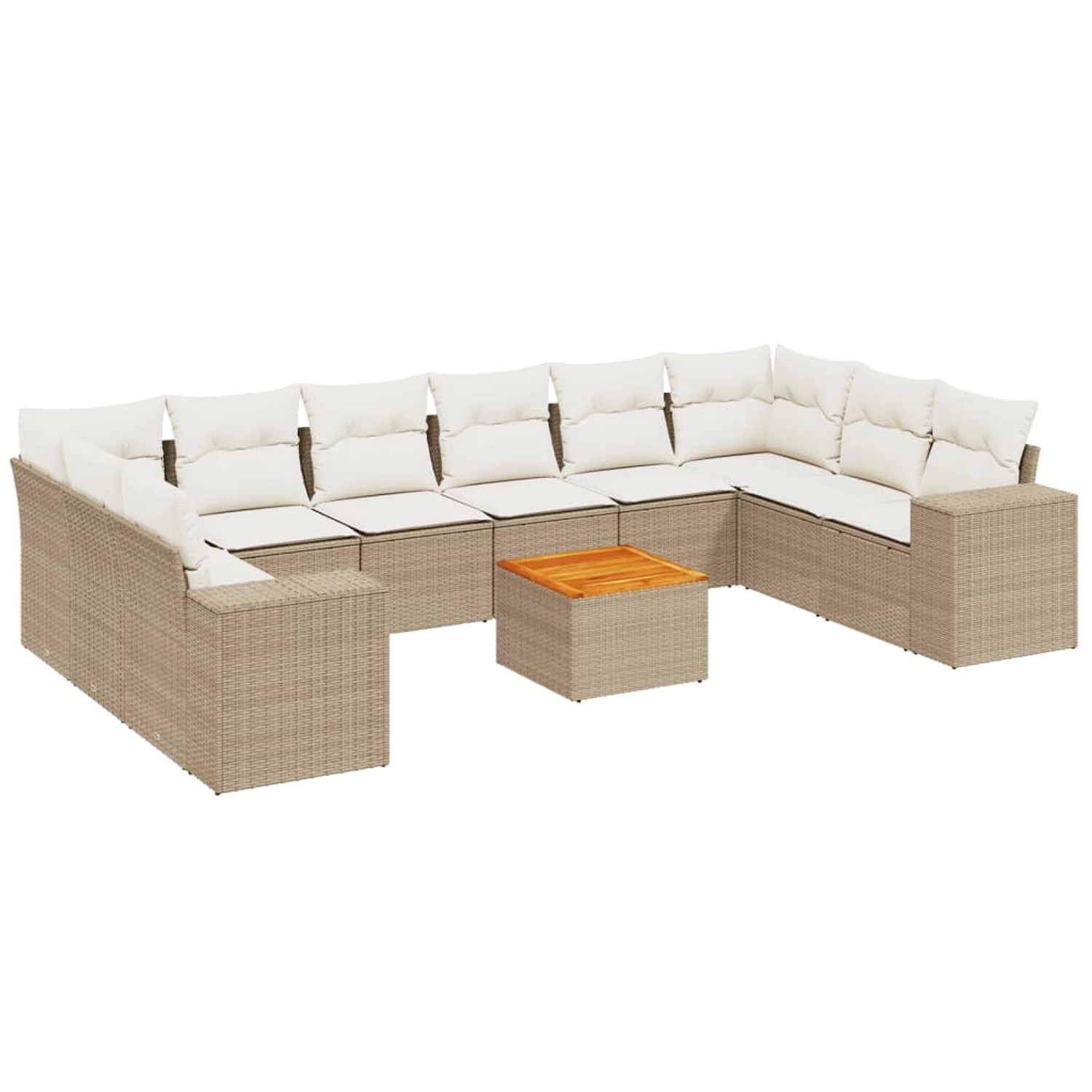 vidaXL 11-Tlg Garten-Sofagarnitur mit Kissen Beige Poly Rattan 3225617 günstig online kaufen