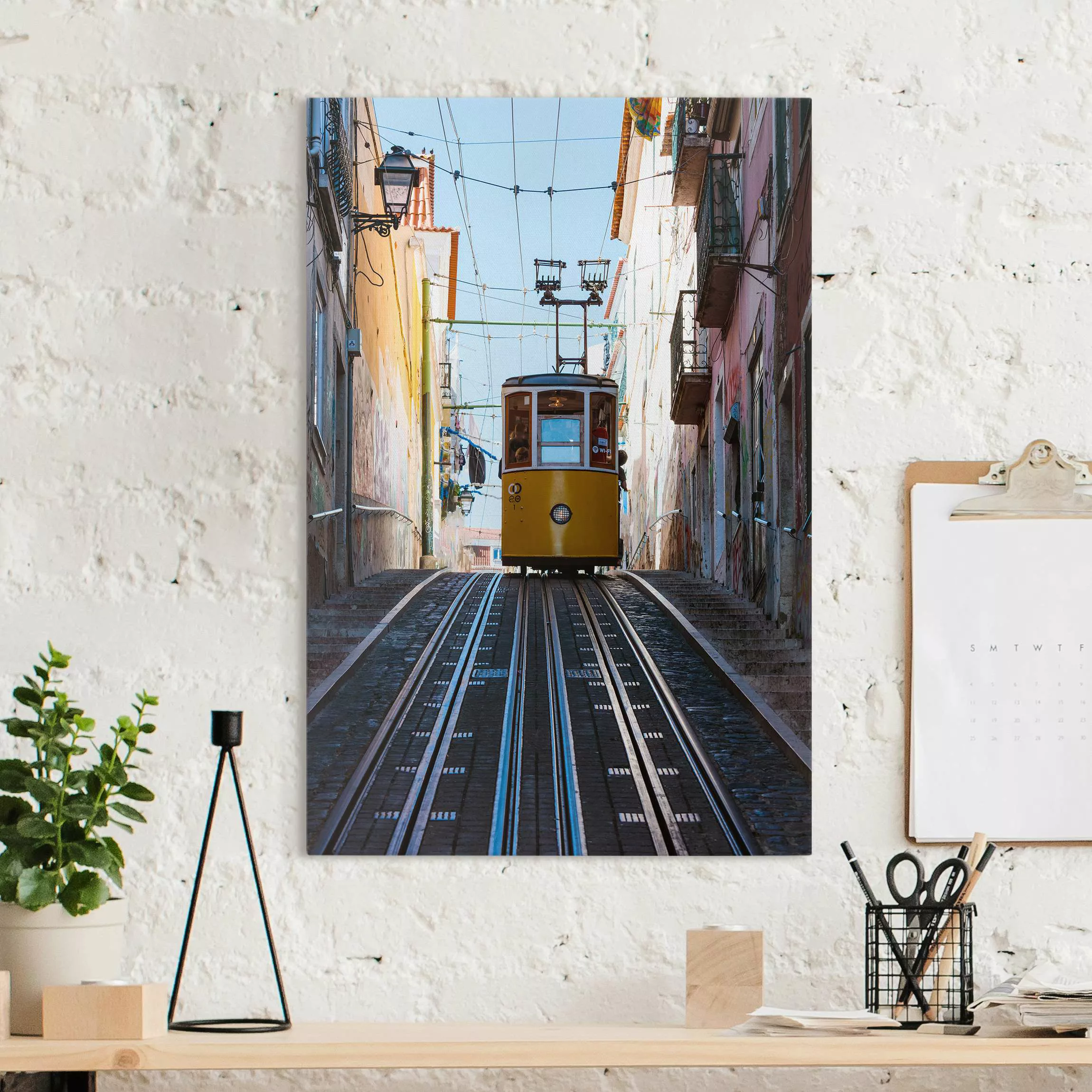 Leinwandbild Gelbe Seilbahn in Lissabon günstig online kaufen