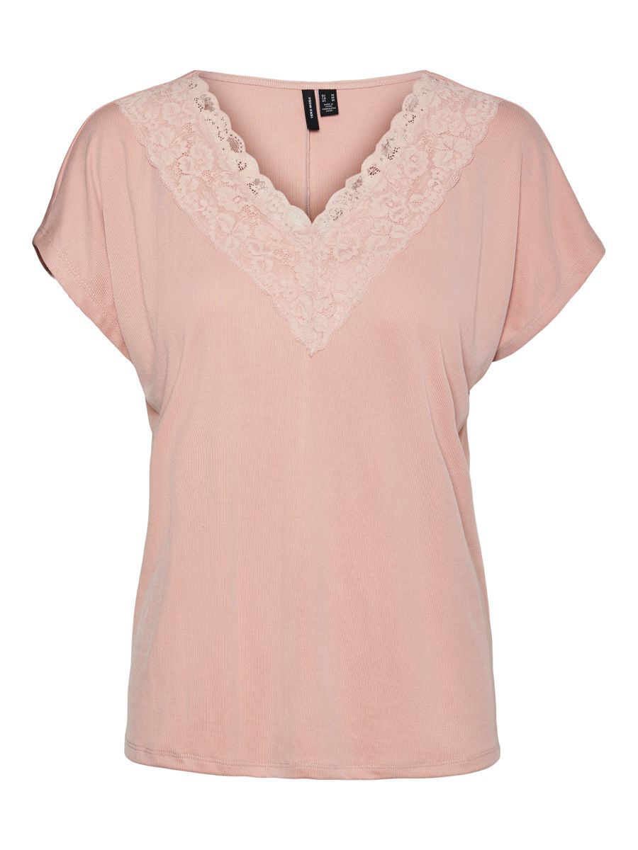 VERO MODA Spitzen- T-shirt Damen Pink günstig online kaufen