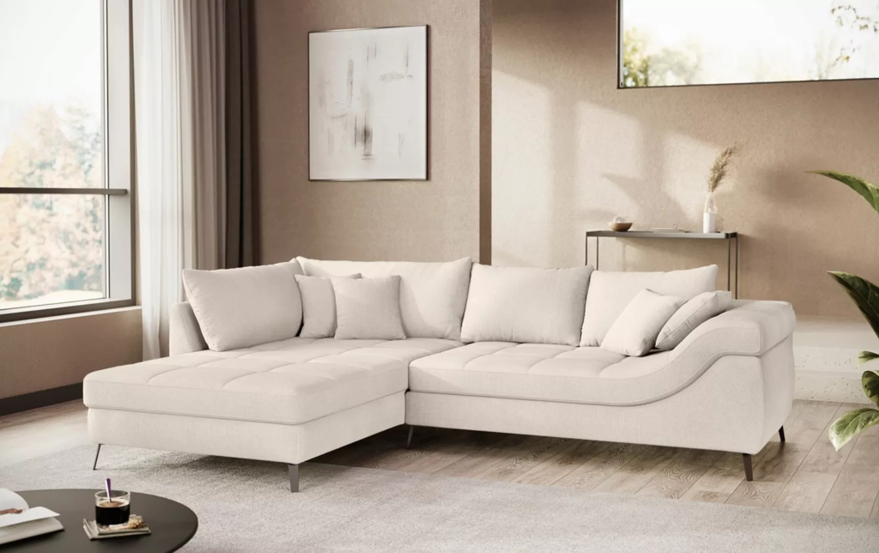 Mr. Couch Ecksofa "Portofino L-Form", 4 Bezugsqualitäten, 13,5 cm hohe Meta günstig online kaufen