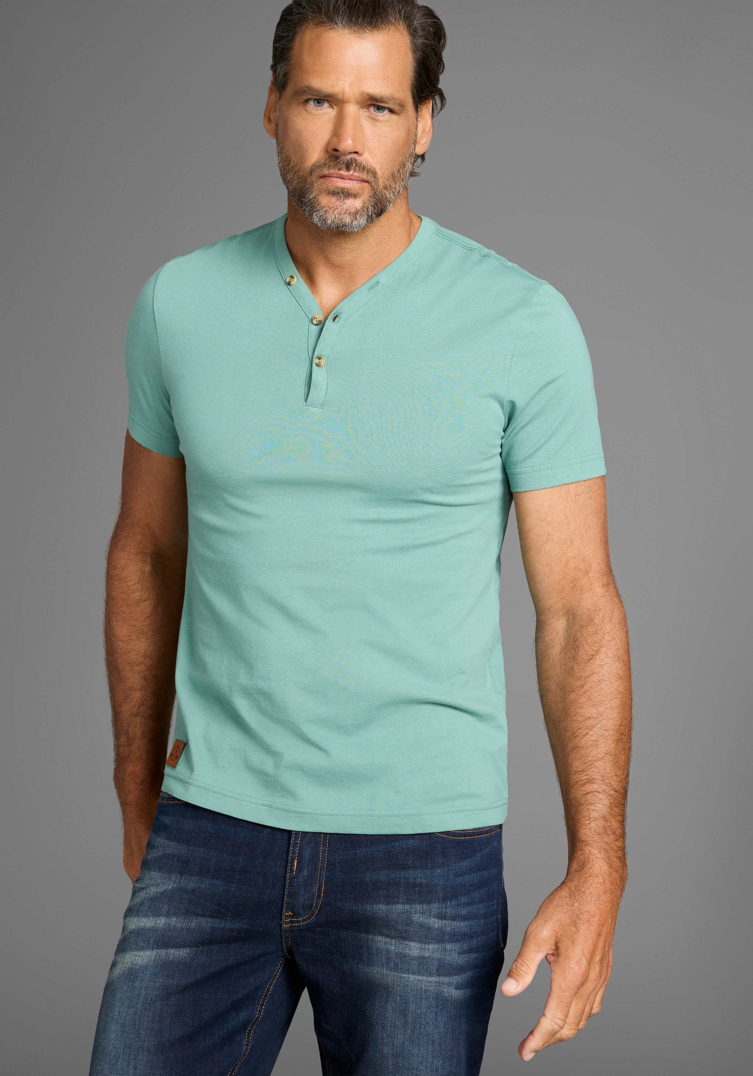 H.I.S Henleyshirt (2-er Pack) mit Knopfleiste günstig online kaufen
