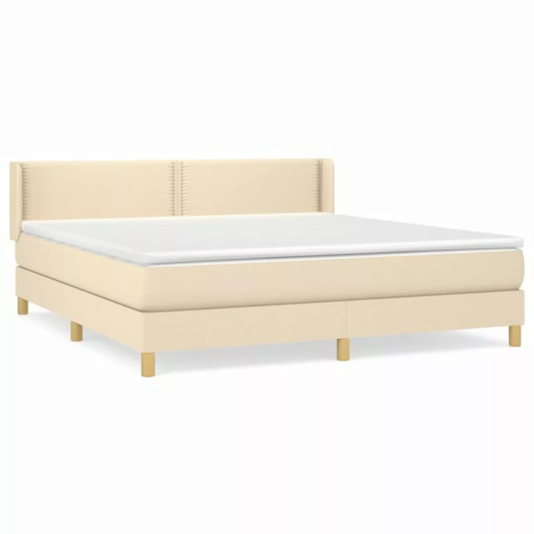 vidaXL Boxspringbett Boxspringbett mit Matratze Creme 160x200 cm Stoff Bett günstig online kaufen