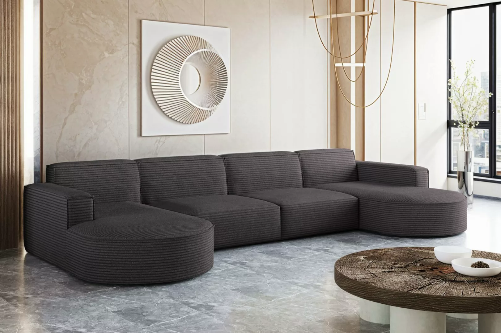 Kaiser Möbel Ecksofa Designer MODENA U XL stoff Dicker cord Poso, Viele Far günstig online kaufen