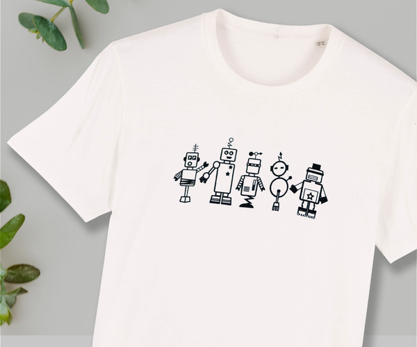 T-shirt "Roboter", Herrenshirt, Bedruckt, Handsiebdruck günstig online kaufen